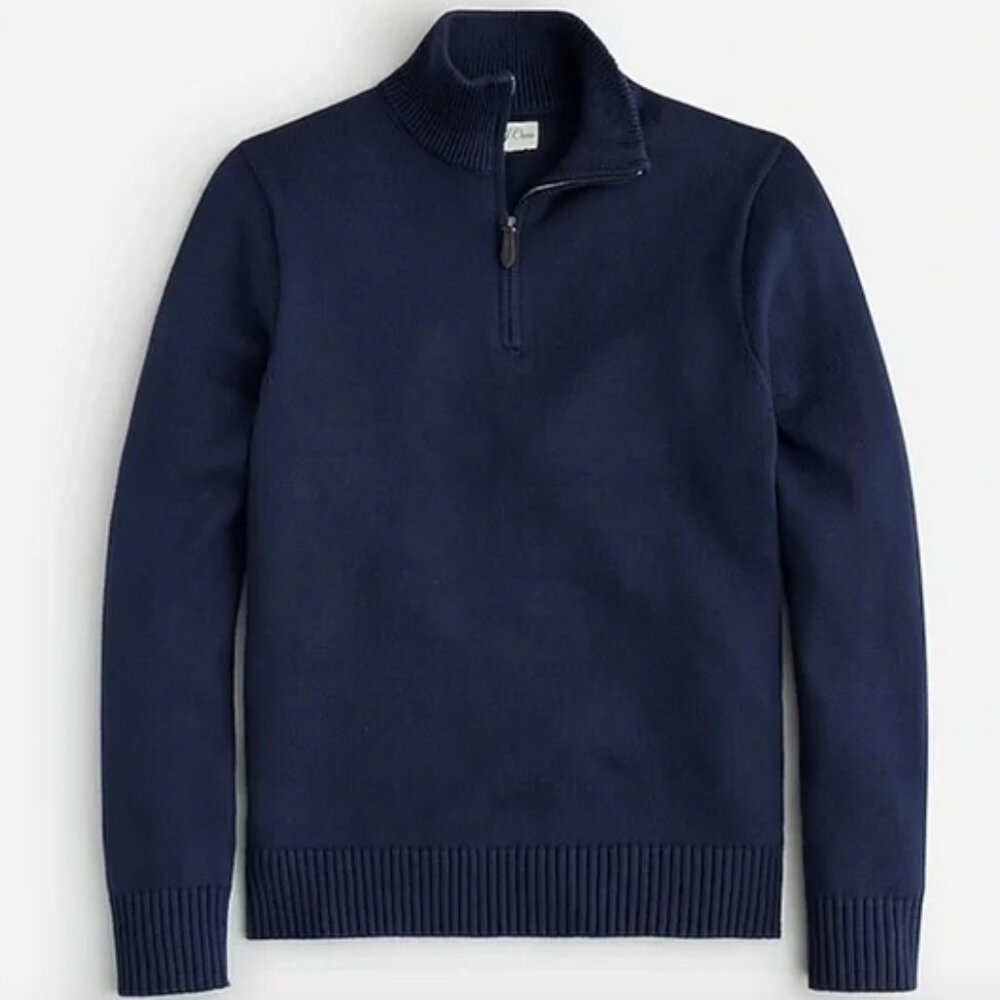 J crew Heritage cotton half-zip sweater navy blue